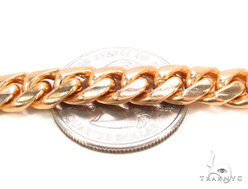 14K Rose Gold Solid Miami Cuban Link Chain 30 Inches 9mm   36150