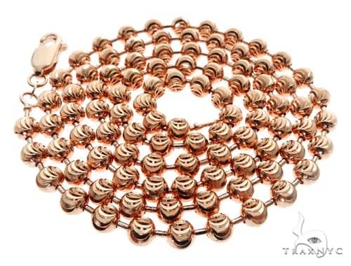 14K Rose Gold Moon Cut Chain 24 Inches 5mm   65889