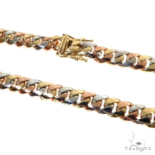 14k Three-Tone Gold Solid Miami Cuban Chain 24 Inches 8.2mm 67721