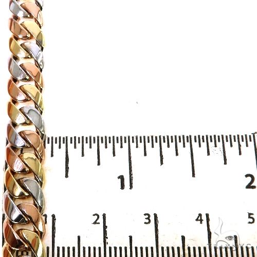 14k Three-Tone Gold Solid Miami Cuban Chain 24 Inches 8.2mm 67721