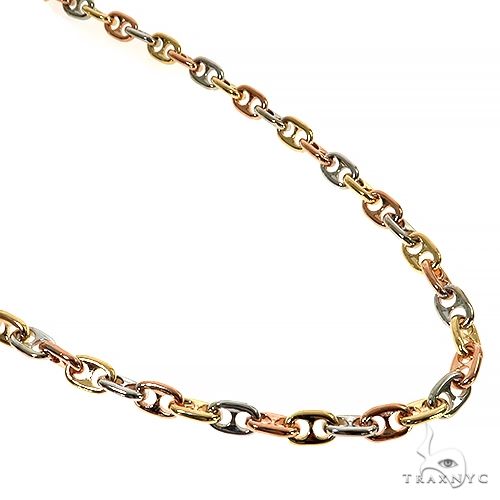 14k Three-color Gold Solid Anchor Link Chain 24 Inches 7.2mm 67398
