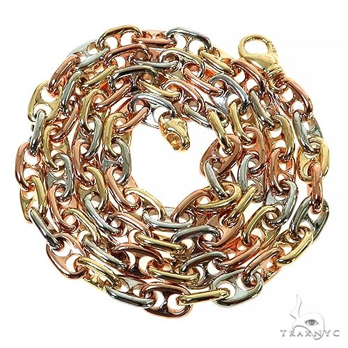 14k Three-color Gold Solid Anchor Link Chain 24 Inches 7.2mm 67398