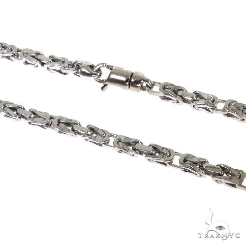 14K White Gold Byzantine Chain 28 Inches 3.8mm   67696