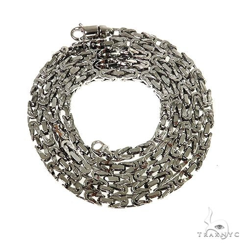 14K White Gold Byzantine Chain 28 Inches 3.8mm   67696