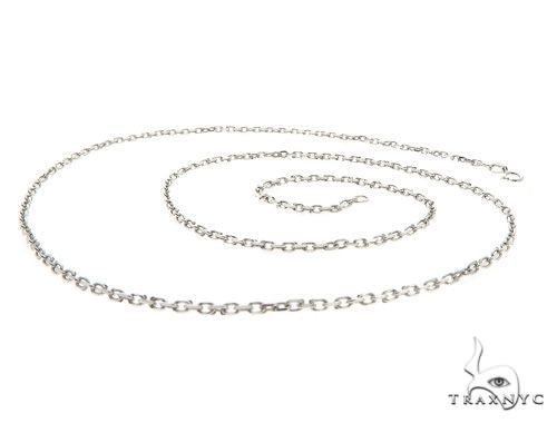 14K White Gold Cable Link Chain 18 Inches 1.4mm   64400