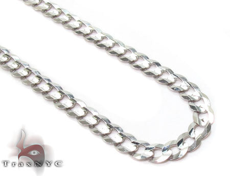 14K White Gold Solid Curb Link Chain 20 Inches 3.7mm   31653