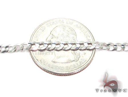 14K White Gold Solid Curb Link Chain 20 Inches 3.7mm   31653