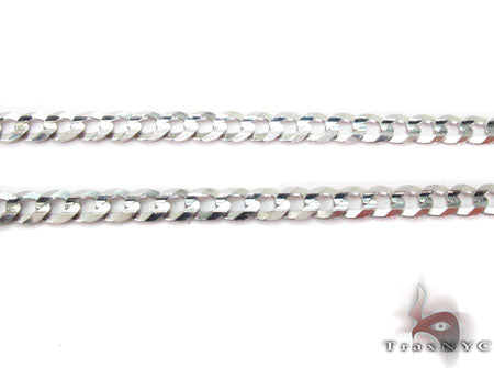 14K White Gold Solid Curb Link Chain 20 Inches 3.7mm   31653