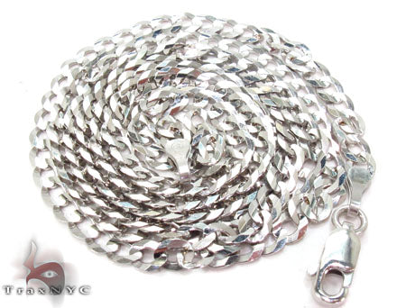 14K White Gold Solid Curb Link Chain 20 Inches 3.7mm   31653