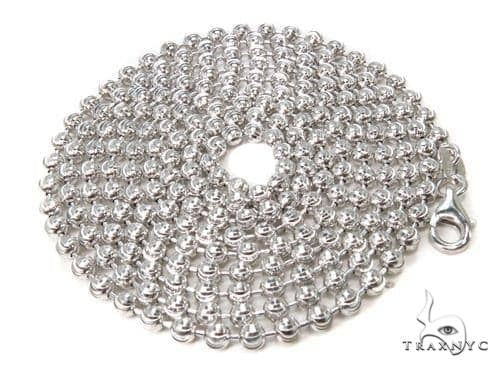 14K White Gold Moon Cut Link Chain 28 Inches 3.5mm   65894