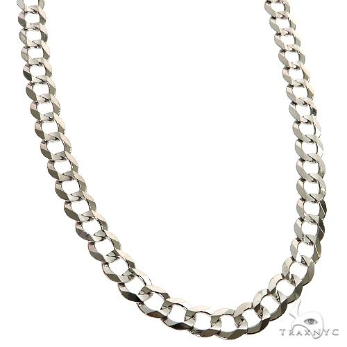 14K White Gold Solid Curb Link Chain 20 Inches 4.5mm   31652