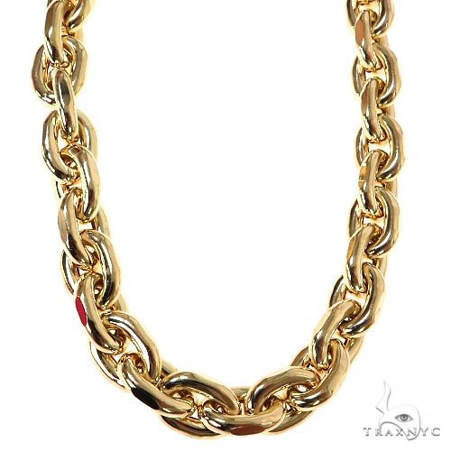 14K Yellow Gold Hollow Anchor Cable Link 18 Inches 7.5mm 68313