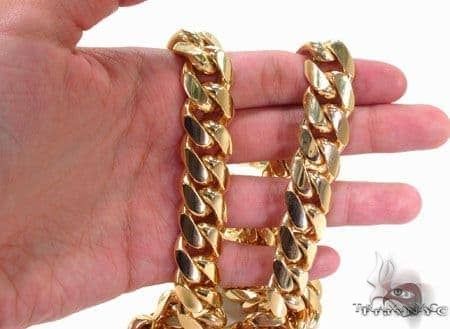 14k Yellow  Gold Semi Solid Miami Cuban  24 Inches 16.3mm   68452