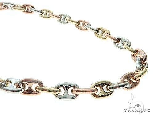 14k Three Tone Gold Solid Anchor Link Chain 66222