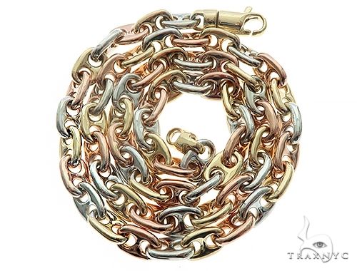 14k Three Tone Gold Solid Anchor Link Chain 66222