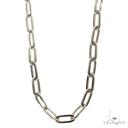 14k White Gold Hollow Paper Clip Link Chain 4.5mm 22 Inches 70208