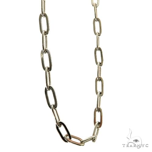 14k White Gold Hollow Paper Clip Link Chain 4.5mm 22 Inches 70208