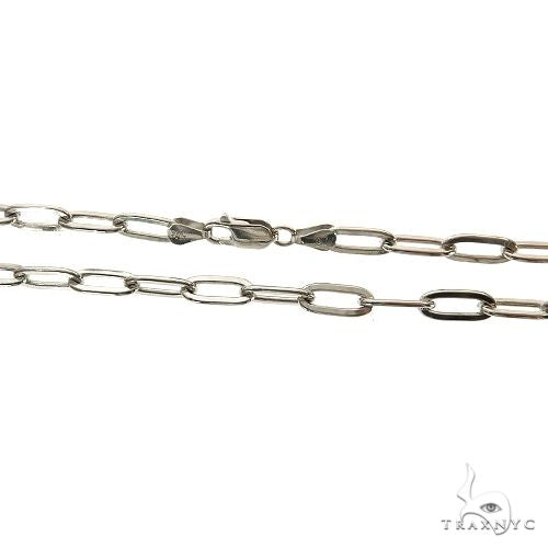 14k White Gold Hollow Paper Clip Link Chain 4.5mm 22 Inches 70208