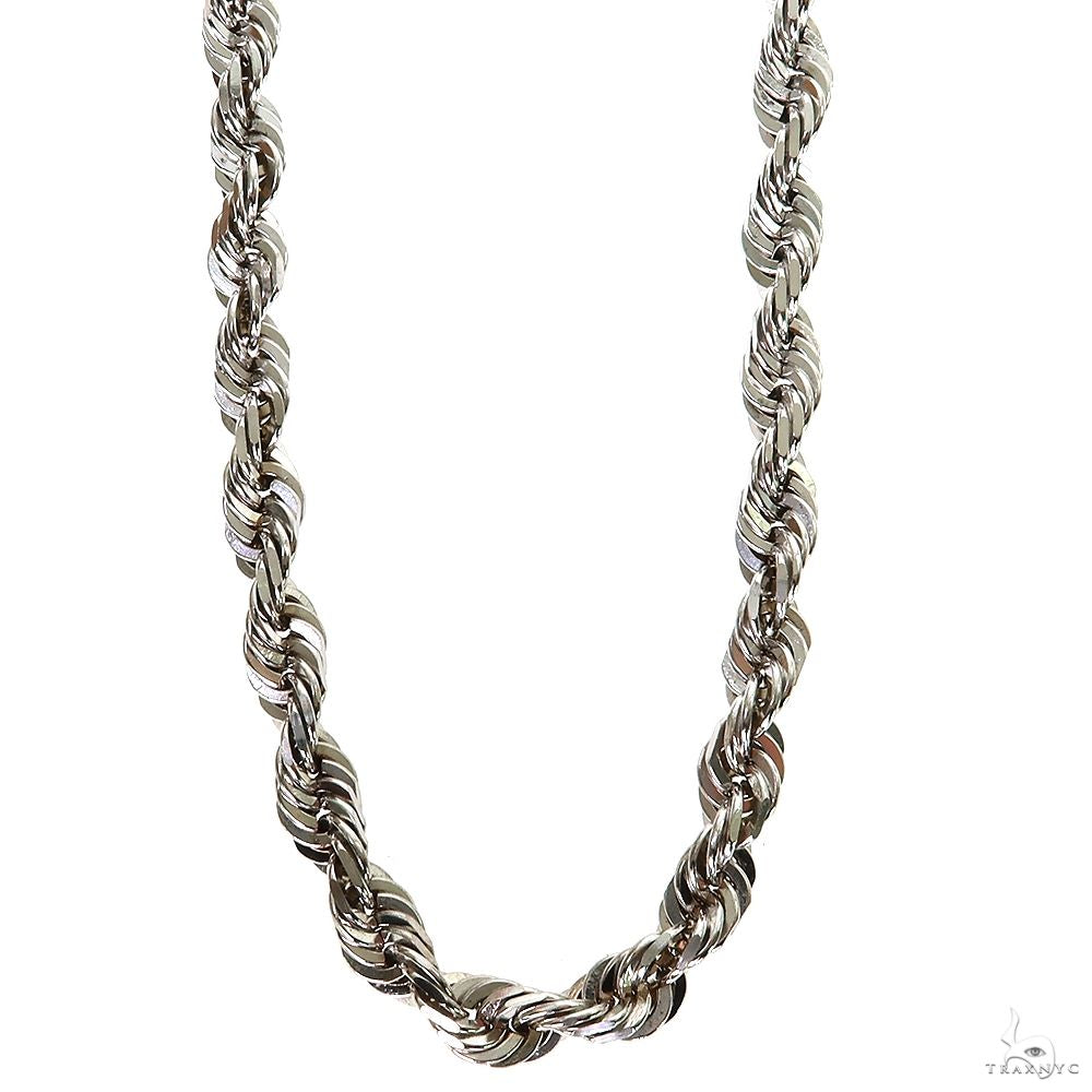 14k White Gold Solid Rope Link Chain 6.6mm 22 inches 70136