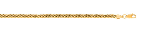 14k Yellow Gold  Wheat link 3.3mm 18 Inches 38179