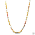 14K Three Tone Gold Solid Figarope Link Chain 16 Inches 3mm 70377