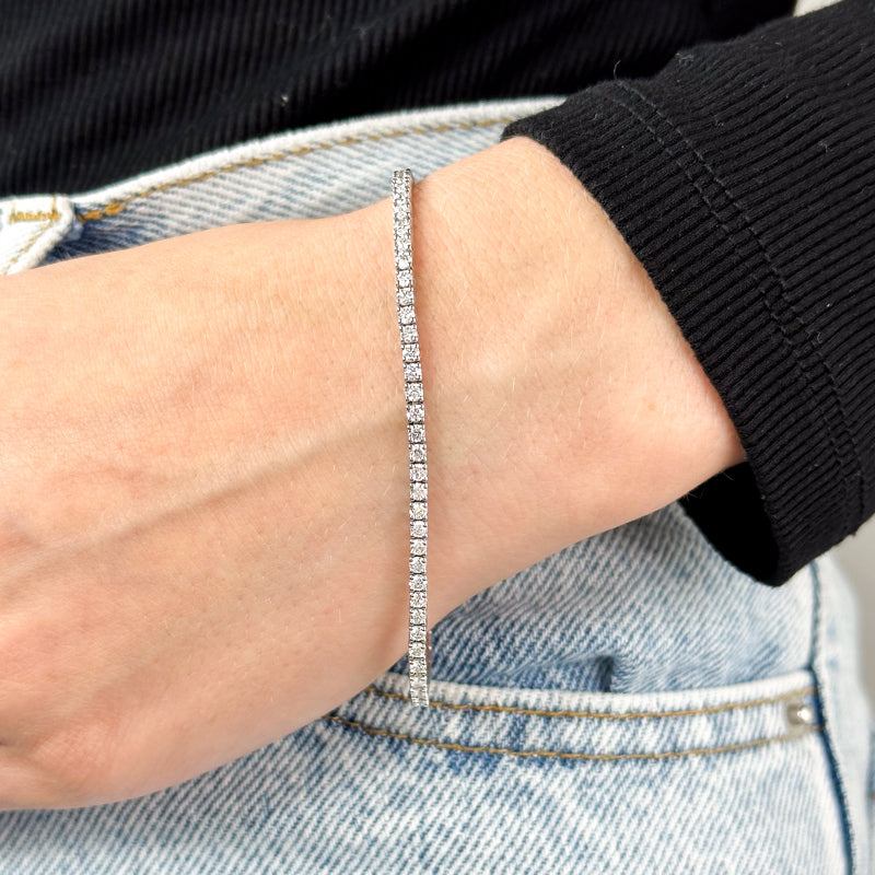 3 Carat Total Weight Lab-Grown Diamond Tennis Bracelet in 14k White Gold