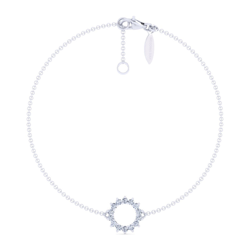 Elegant Sterling Silver Open Circle Bracelet with 1/5ctw Lab-Grown Diamonds