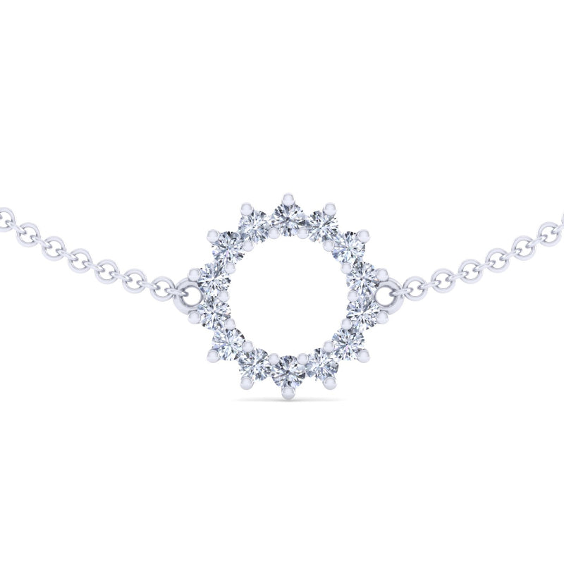 Elegant Sterling Silver Open Circle Bracelet with 1/5ctw Lab-Grown Diamonds