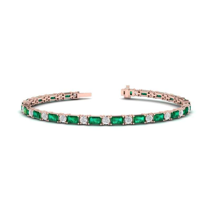 Elegant 14k Rose Gold Azalea Bracelet with Emerald and Diamond Accents