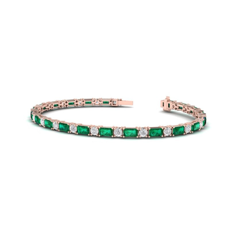 Elegant 14k Rose Gold Azalea Bracelet with Emerald and Diamond Accents
