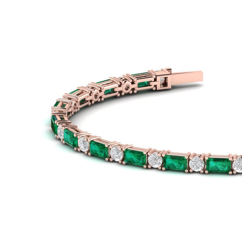 Elegant 14k Rose Gold Azalea Bracelet with Emerald and Diamond Accents