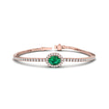 Elegant 14k Rose Gold Oval-Cut Emerald and Diamond Bracelet