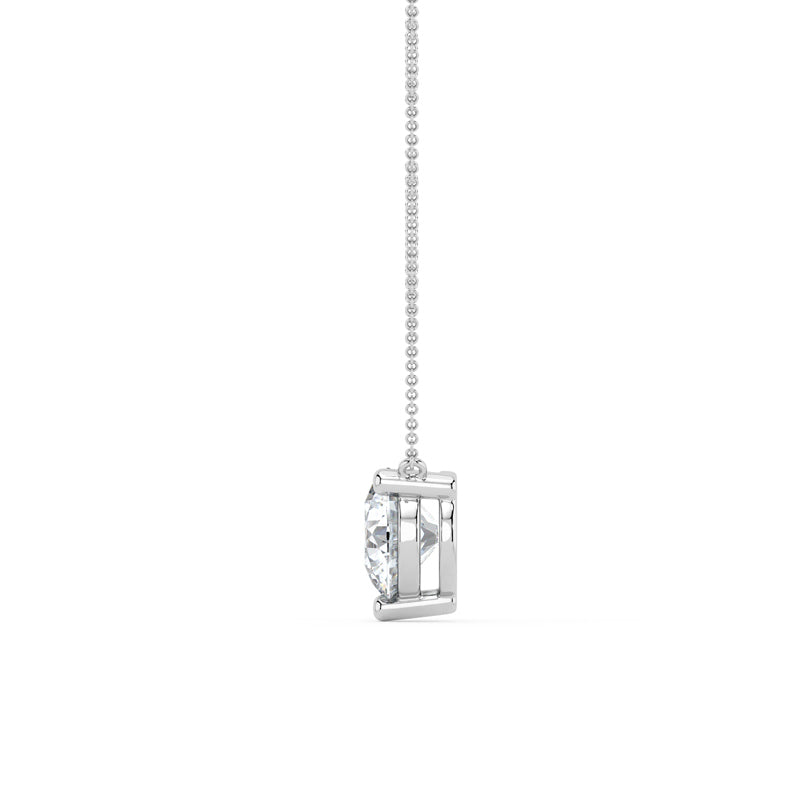 White Gold Three Prong 1ct Lab Grown Diamond Solitaire Stationary Pendant