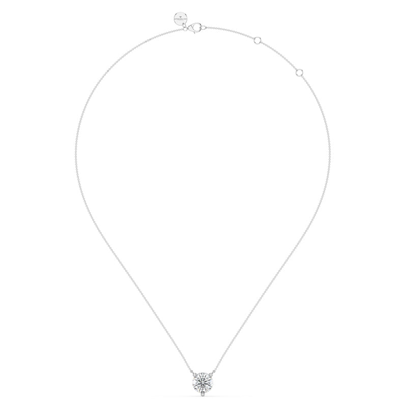 White Gold Three Prong 1ct Lab Grown Diamond Solitaire Stationary Pendant