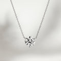 White Gold Three Prong 1ct Lab Grown Diamond Solitaire Stationary Pendant