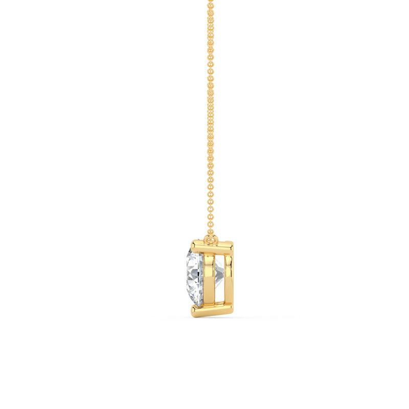 Yellow Gold Three Prong 1ct Lab Grown Diamond Solitaire Stationary Pendant