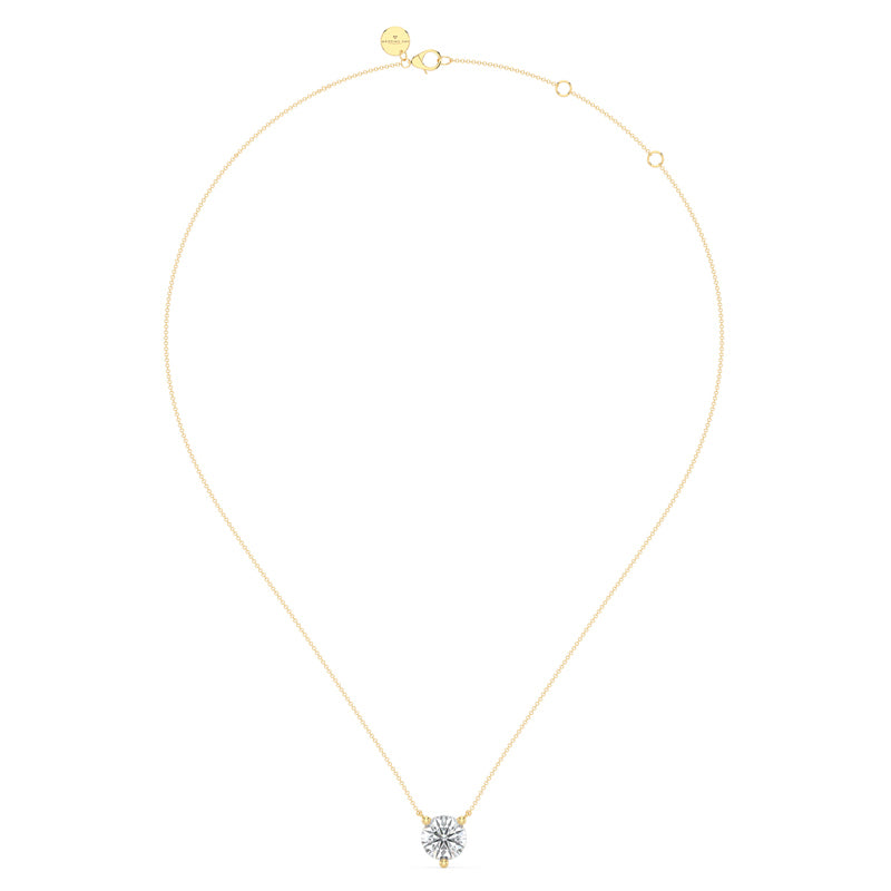 Yellow Gold Three Prong 1ct Lab Grown Diamond Solitaire Stationary Pendant