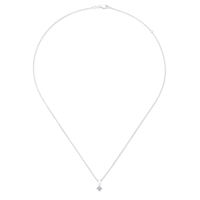 14K White Gold 1/4ct Kite Set Princess Cut Lab Grown Diamond Pendant