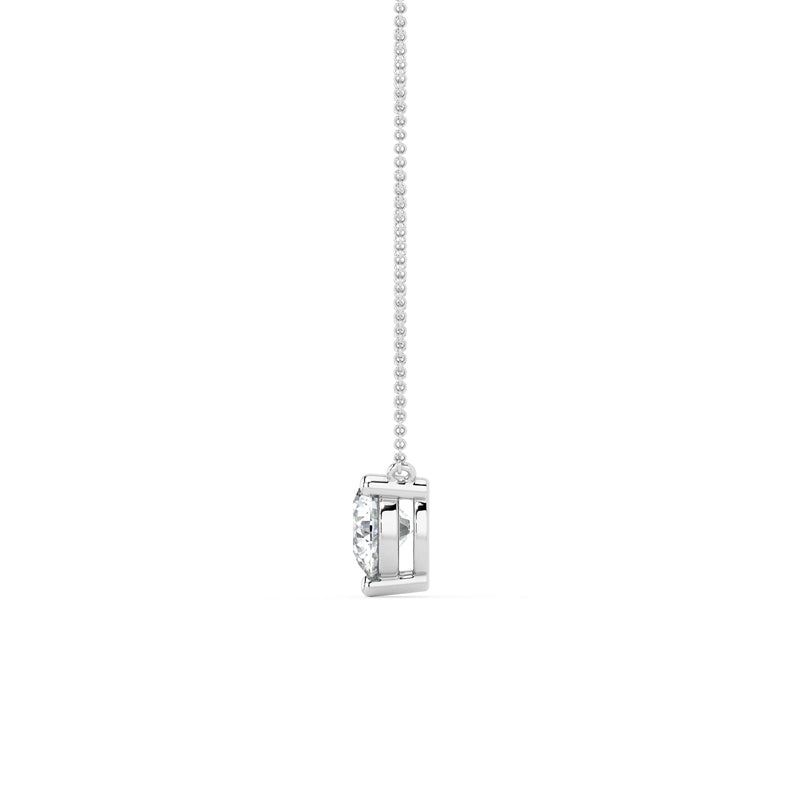 White Gold Three Prong 1/2ct Lab Grown Diamond Solitaire Stationary Pendant