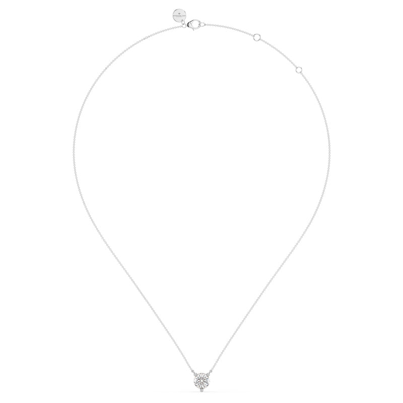 White Gold Three Prong 1/2ct Lab Grown Diamond Solitaire Stationary Pendant