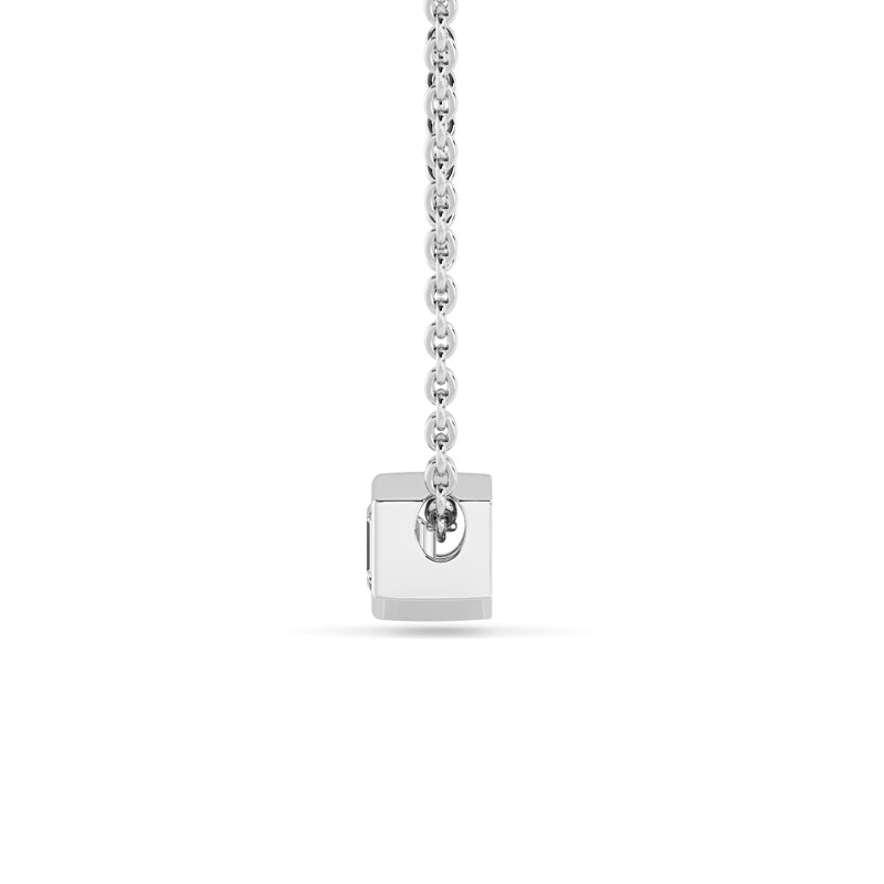 Sterling Silver Asscher 1/4ct Lab Grown Diamond Bezel Solitaire Pendant
