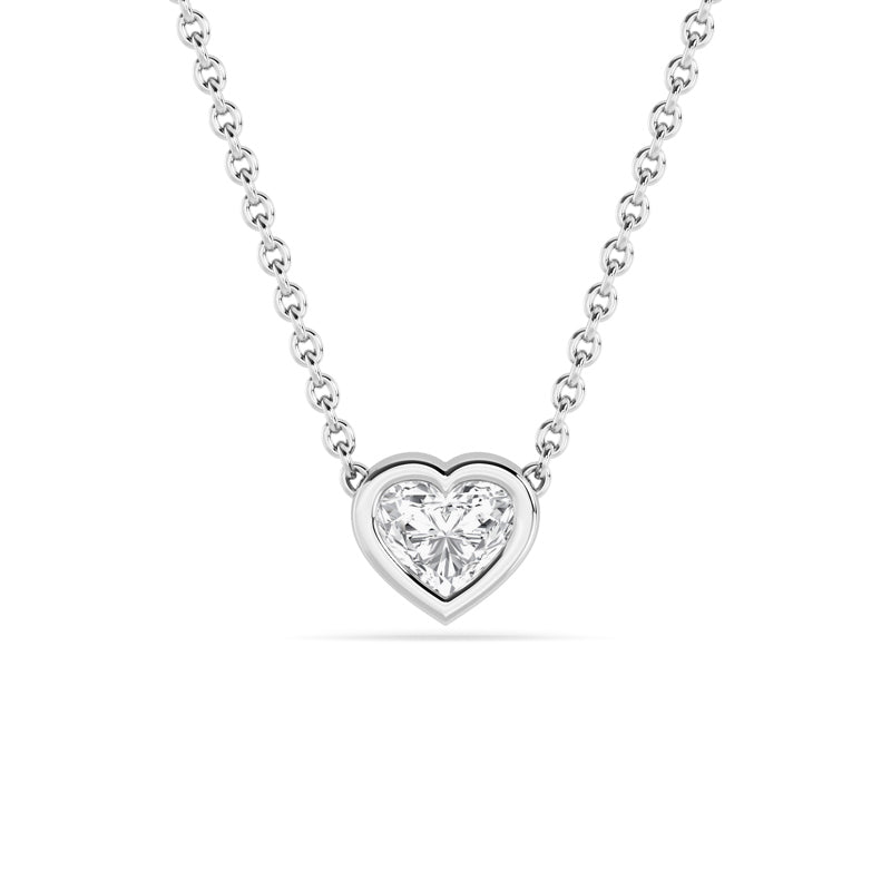 Sterling Silver Heart 1/4ct Lab Grown Diamond Bezel Solitaire Pendant