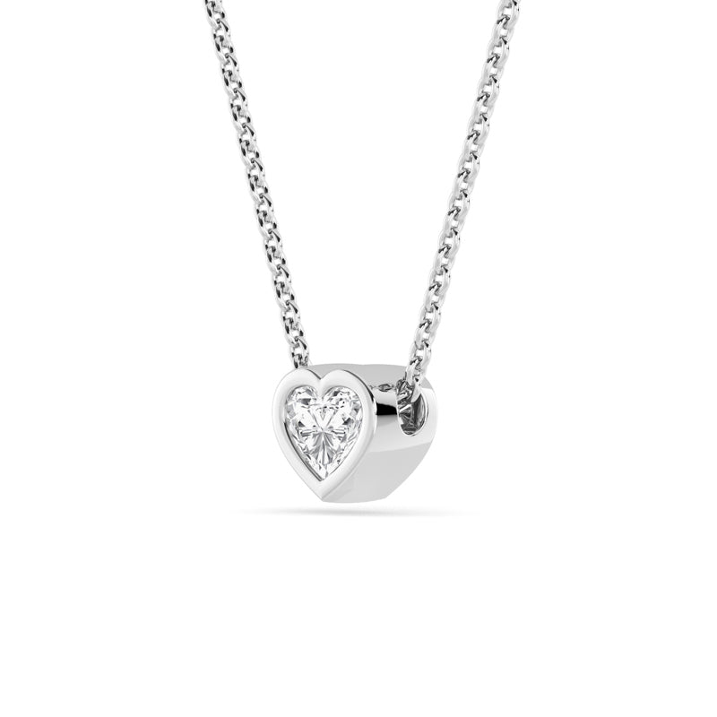 Sterling Silver Heart 1/4ct Lab Grown Diamond Bezel Solitaire Pendant