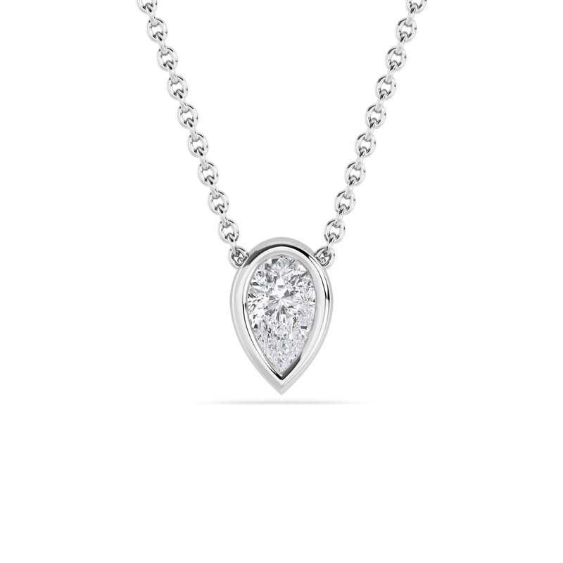 Sterling Silver Pear 1/4ct Lab Grown Diamond Bezel Solitaire Pendant
