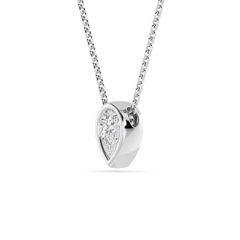 Sterling Silver Pear 1/4ct Lab Grown Diamond Bezel Solitaire Pendant