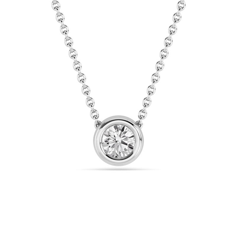 Sterling Silver Round 1/4ct Lab Grown Diamond Bezel Solitaire Pendant