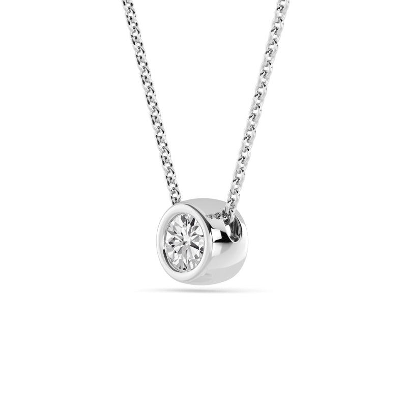 Sterling Silver Round 1/4ct Lab Grown Diamond Bezel Solitaire Pendant