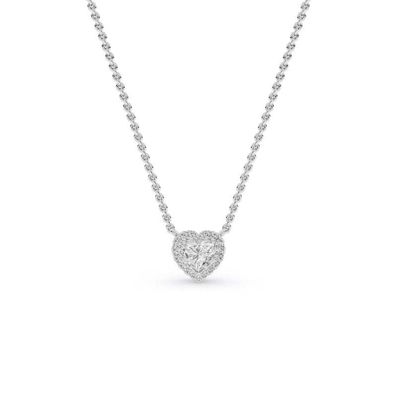 Sterling Silver 1/4ctw Lab Grown Diamond Halo Heart Pendant