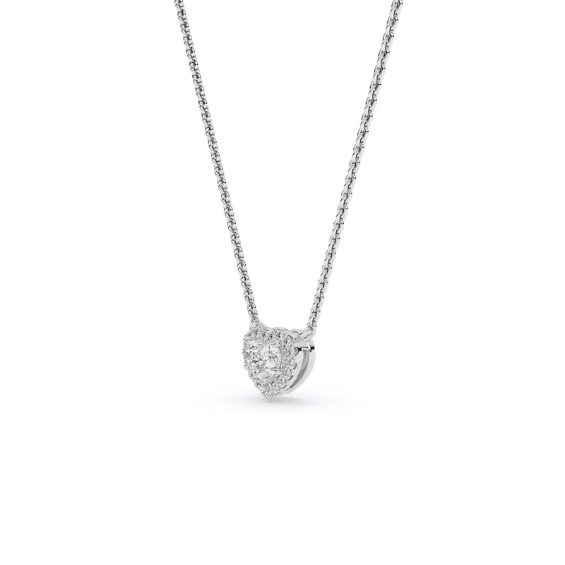 Sterling Silver 1/4ctw Lab Grown Diamond Halo Heart Pendant