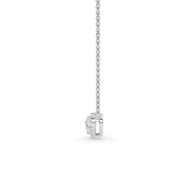Sterling Silver 1/4ctw Lab Grown Diamond Halo Heart Pendant
